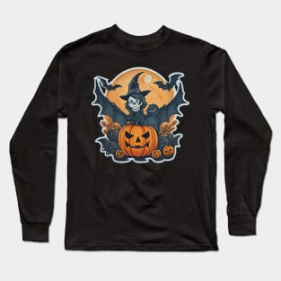 witch skull Halloween Long Sleeve T-Shirt